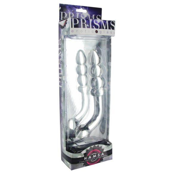 Prisms Hamsa - dildo szklane dwustronne G-punkt - przezroczysty