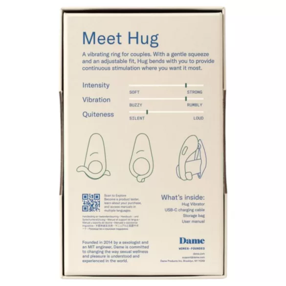 Dame Hug - regulowany wibrujący pierścień na penisa (zielony)