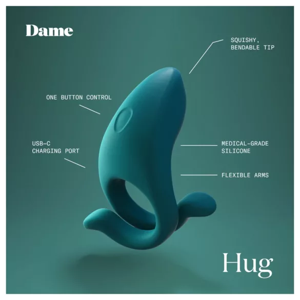 Dame Hug - regulowany wibrujący pierścień na penisa (zielony)