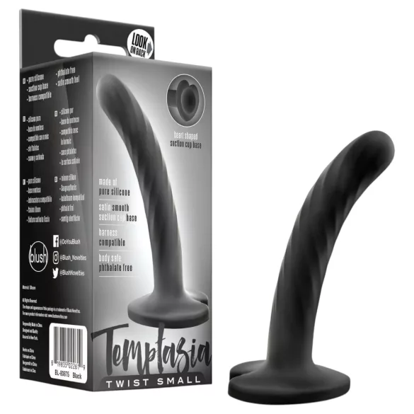 Temptasia Twist Small - czarny, skręcony dildo z przyssawką