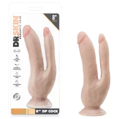   Dr. Skin 8 - podwójne dildo z przyssawką - realistyczny - beżowy