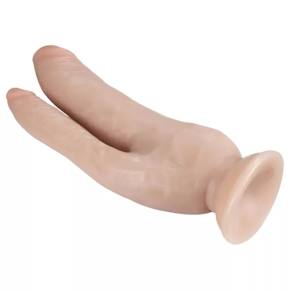 Dr. Skin 8 - podwójne dildo z przyssawką - realistyczny - beżowy