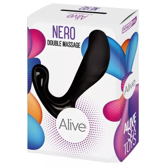 Alive Nero - wibrujący masażer prostaty na akumulator (czarny) - 7 cm
