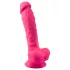 Silexd - wibrujący dildo z przyssawką i jądrami - z pilotem - silikon różowy