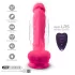Silexd - wibrujący dildo z przyssawką i jądrami - z pilotem - silikon różowy