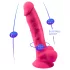 Silexd - wibrujący dildo z przyssawką i jądrami - z pilotem - silikon różowy