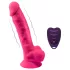 Silexd - wibrujący dildo z przyssawką i jądrami - z pilotem - silikon różowy