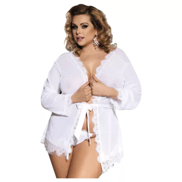 Subblime Queen Plus - białe koronkowe kimono - XL-2XL