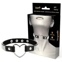 Coquette - choker z kryształkami - zawieszka serce - czarny
