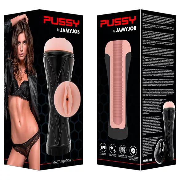 JamyJob - realistyczna sztuczna wagina w etui - czarna cielista