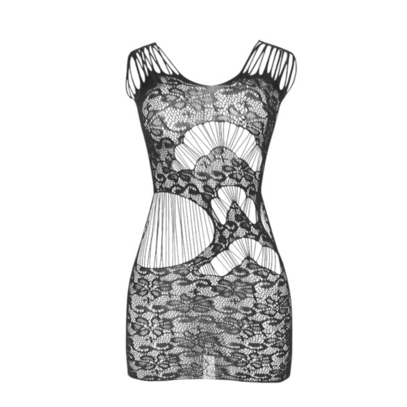 Subblime 951771 - sukienka siateczkowa z ząbkami - czarna - S-L