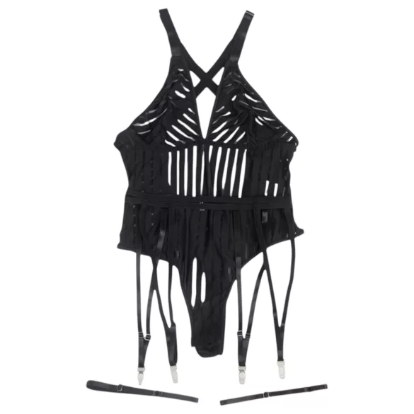 Subblime 954147 - koronkowe body damskie - paski - czarny