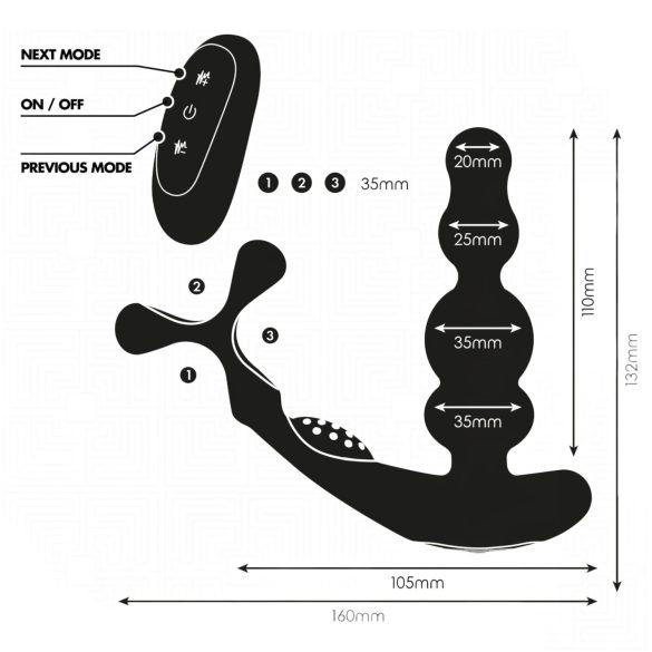 Addicted Toys - wibrujący pierścień analny z rotującą głowicą - czarny
