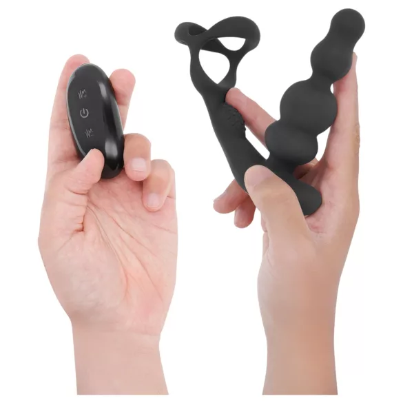 Addicted Toys - wibrujący pierścień analny z rotującą głowicą - czarny