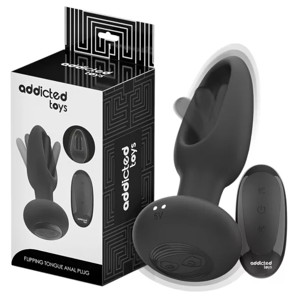 Addicted Toys - wibrator analny z ruchomym językiem - czarny