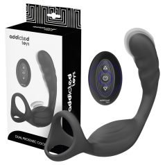   Addicted Toys - wibrujący korek analny z pierścieniem na penisa i jądra - czarny