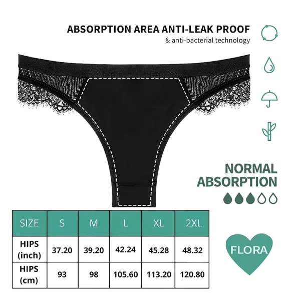 Adalet Flora - majtki menstruacyjne - czarne - L