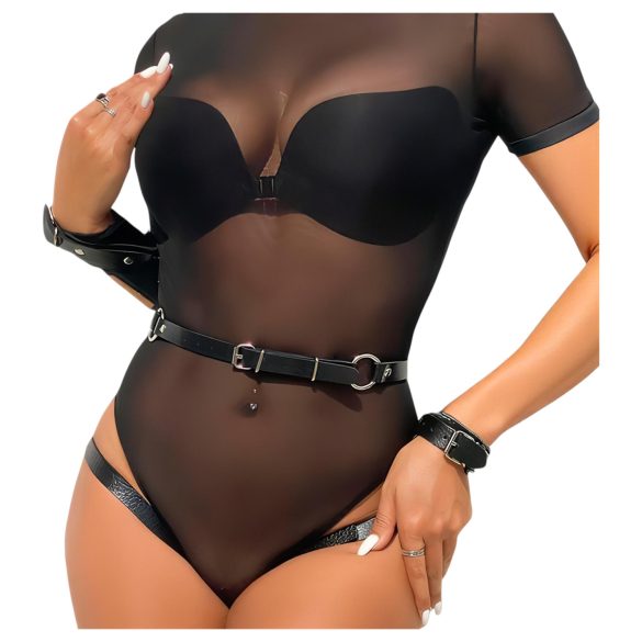 Adalet Jimena - uprząż z kajdankami - wegańska skóra - czarna