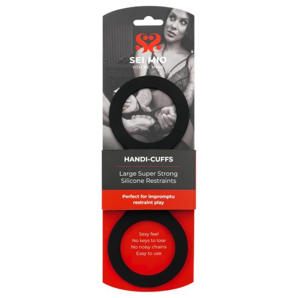 Sei Mio - kajdanki silikonowe - L - czarne