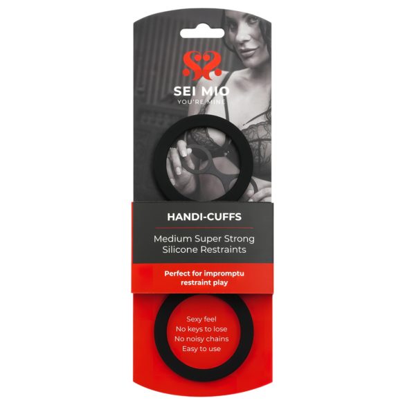 Sei Mio - kajdanki silikonowe - M - czarne