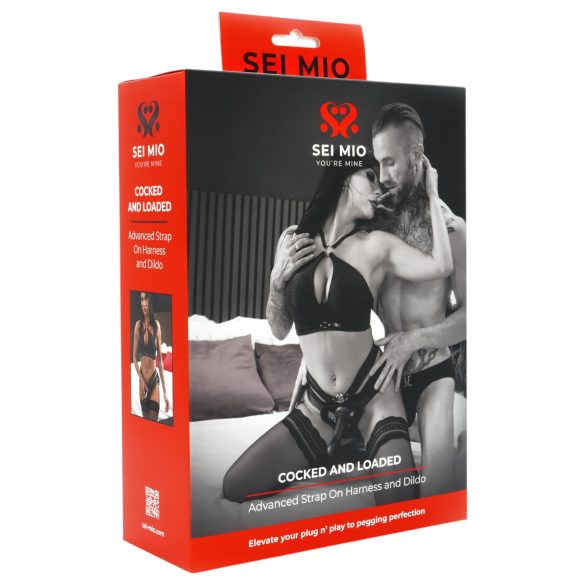 Sei Mio - strap-on dildo z uprzężą - 15 cm (czarny)