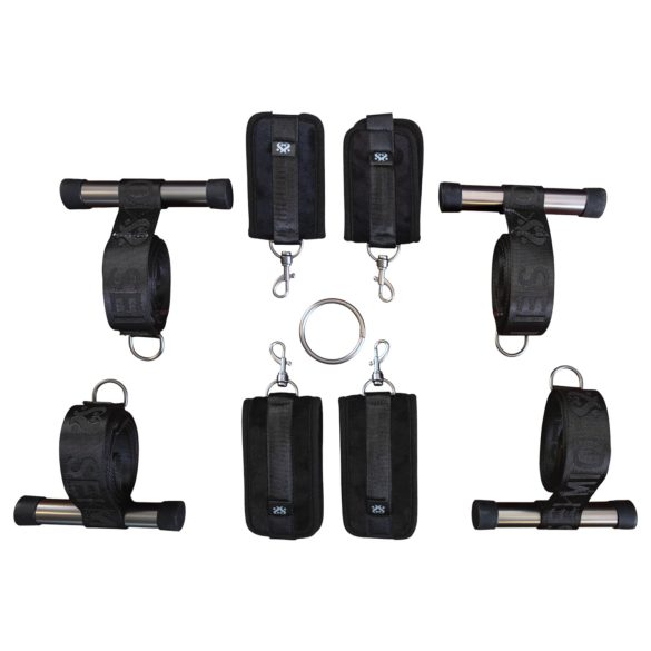 Sei Mio - kajdanki na drzwi - krzyż bondage - czarny