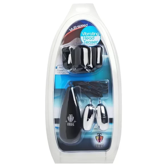 XR Brands - Trinity - czapka z dwoma jajeczkami z wibratorem na żołądź (czarno-srebrna)