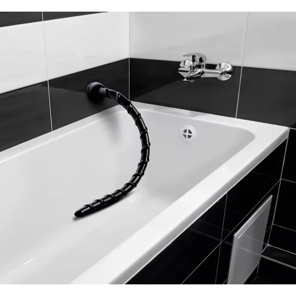 Hosed Swirl - cienki wąż analny - dildo analne - czarny - 18 cm