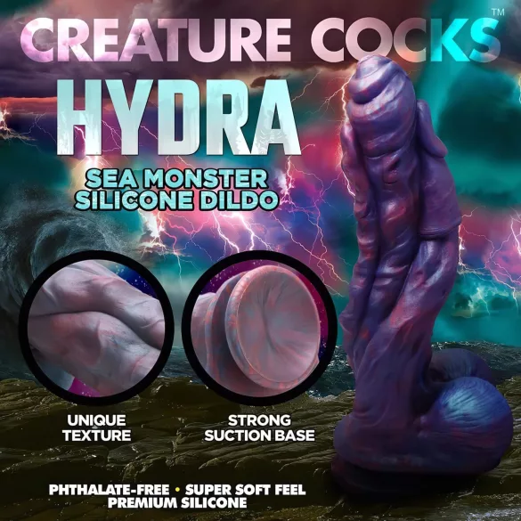Creature Cocks Hydra - dildo realistyczne silikonowe - 27 cm - fioletowy