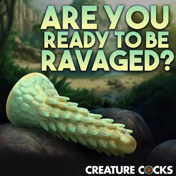 Creature Cocks - dildo realistyczny dinozaura - silikonowy - 20 cm - zielony