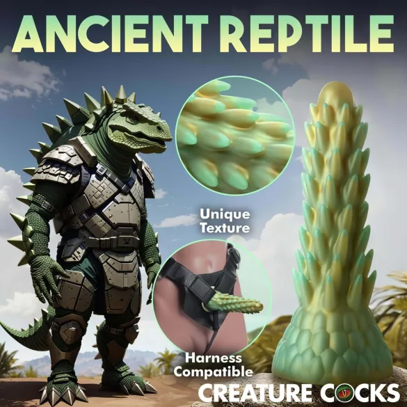 Creature Cocks - dildo realistyczny dinozaura - silikonowy - 20 cm - zielony