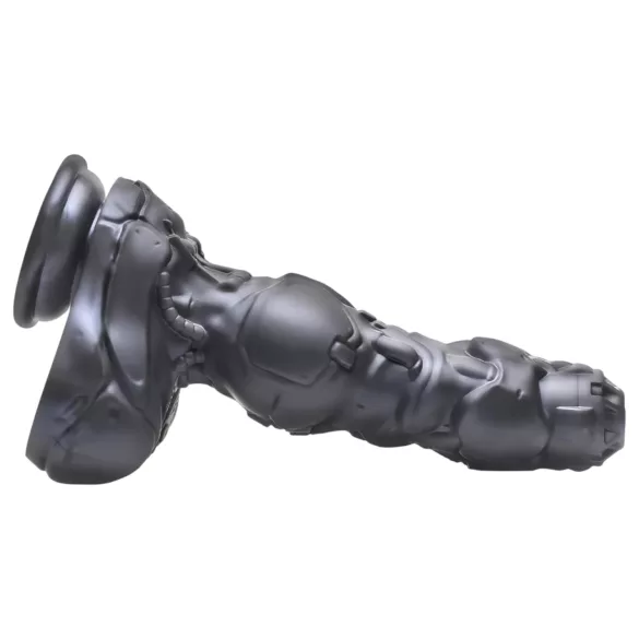 XR Brands Cyborg cock - wibrator tłokowy z pilotem - srebrny