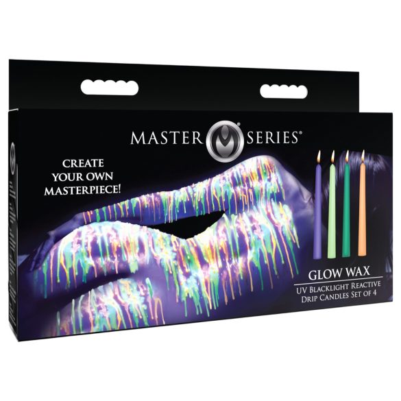 XR Brands - świeca do ciała UV aktywna - zestaw kolorowy 4 szt.