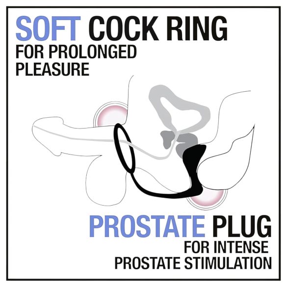 Anal Adventures Platinum - korek analny z pierścieniem na penisa - czarny