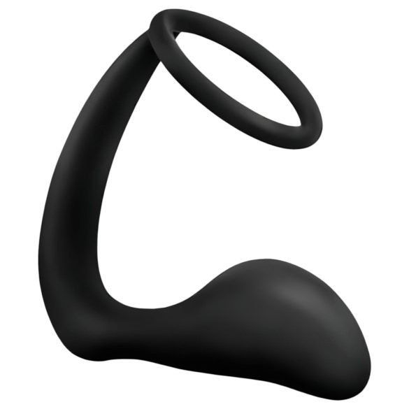 Anal Adventures Platinum - korek analny z pierścieniem na penisa - czarny