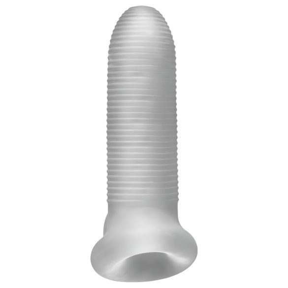 Fat Boy Micro Ribbed - nakładka na penisa - prążkowana - 15 cm - biały