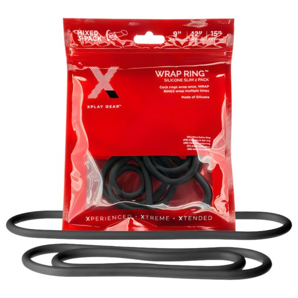 Perfect Fit Slim Wrap - cienki zestaw pierścieni na penisa - czarne (3 szt.)