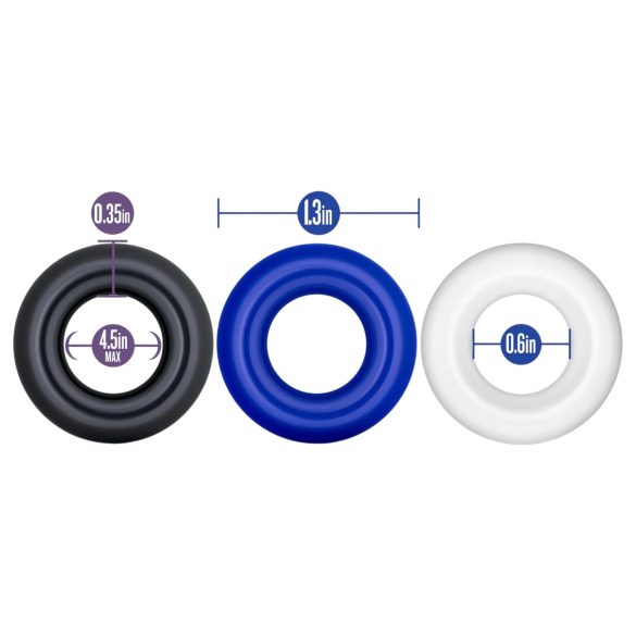 Stay Hard - zestaw pierścieni na penisa - 3 sztuki - kolorowe