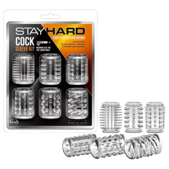 Stay Hard - zestaw pierścieni na penisa - przezroczyste - 6 sztuk