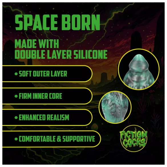 Auć! Space Born - silikonowy korek analny (zielono-czarny)