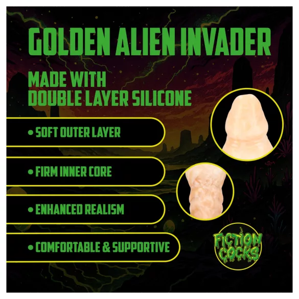 Ałć! Golden Alien Invader - silikonowy fantazyjny dildo (złoty)