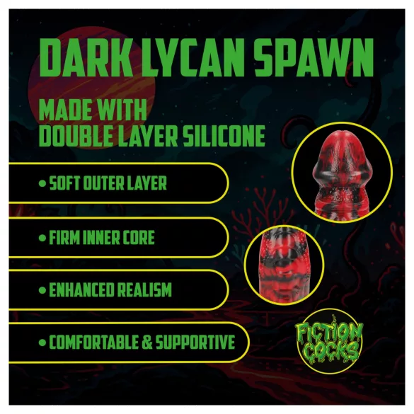 Ałć! Dark Lycan Spawn - silikonowy fantazyjny dildo (czerwono‑czarny)
