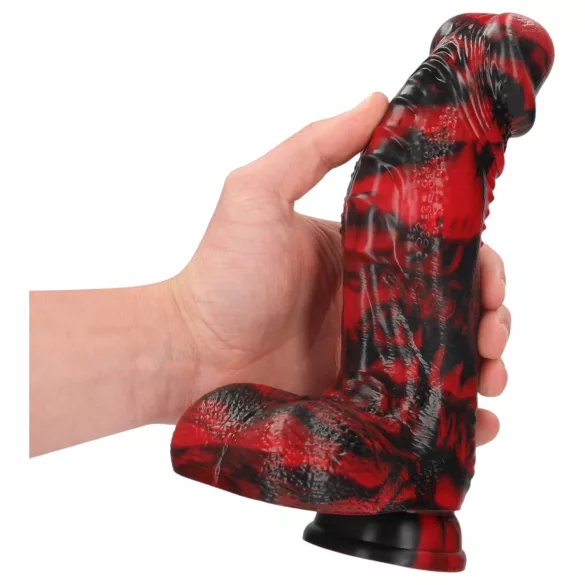 Ałć! Dark Lycan Spawn - silikonowy fantazyjny dildo (czerwono‑czarny)