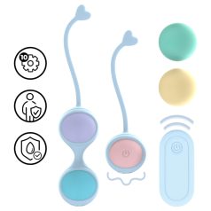   Loveline - kulki gejszy wibrujące zestaw regulowany - silikon niebieski