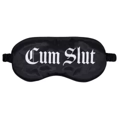   Au! - satynowa opaska na oczy z napisem „Cum Slut” (czarna)