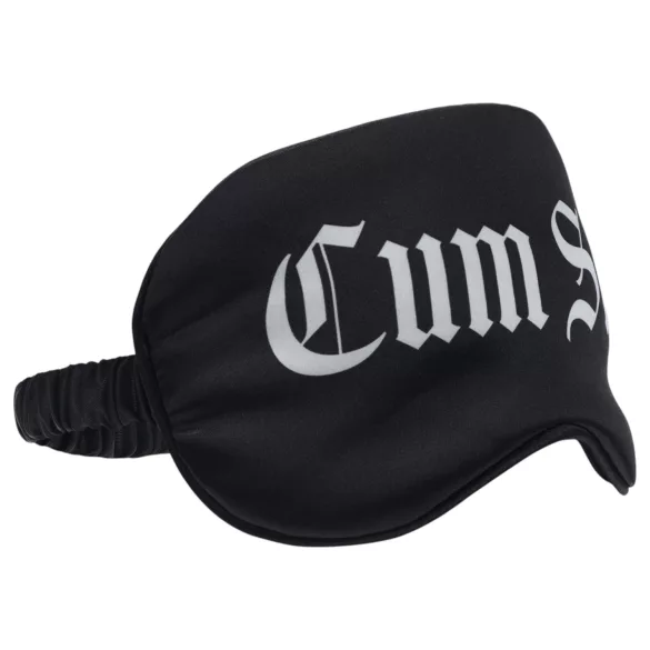 Au! - satynowa opaska na oczy z napisem „Cum Slut” (czarna)