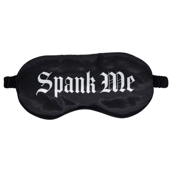 Ała! - satynowa opaska na oczy z napisem „Spank Me” (czarna)
