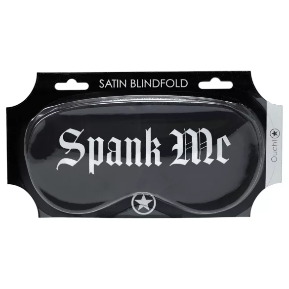 Ała! - satynowa opaska na oczy z napisem „Spank Me” (czarna)