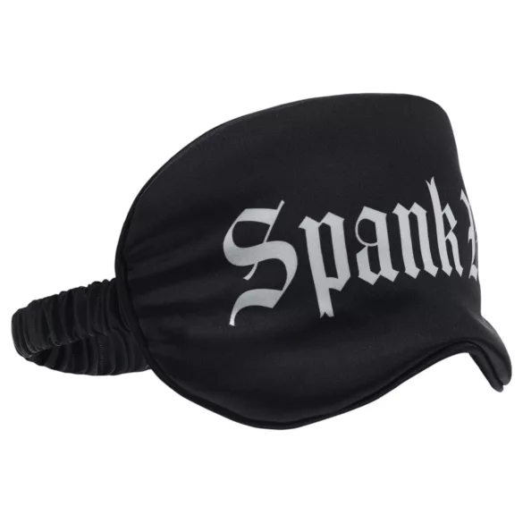 Ała! - satynowa opaska na oczy z napisem „Spank Me” (czarna)