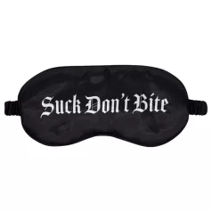   Auć! - satynowa opaska na oczy z napisem „Suck Don't Bite” (czarna)